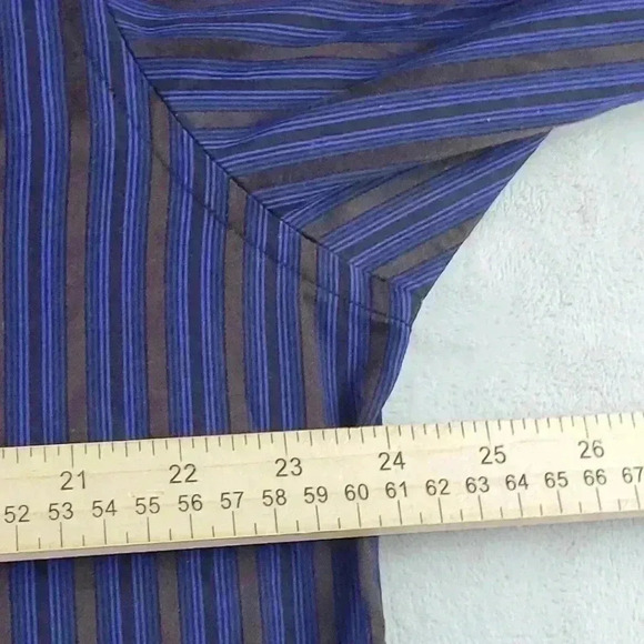 Bugatchi Shaped Fit Flip Cuff Button Up Shirt Men's Size XXL Purple Striped - Picture 5 of 8
